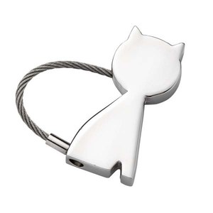 Portachiavi in metallo a forma di gattino con cavo in acciaio per chiavi e accessori per borse - Product Image 1