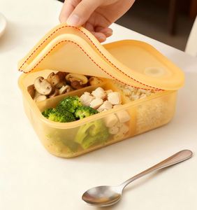 Boîte à lunch en silicone durable de qualité alimentaire, résistante à la chaleur, adaptée au micro-ondes, au lave-vaisselle et au four, pour les tout-petits et les enfants - Product Image 1