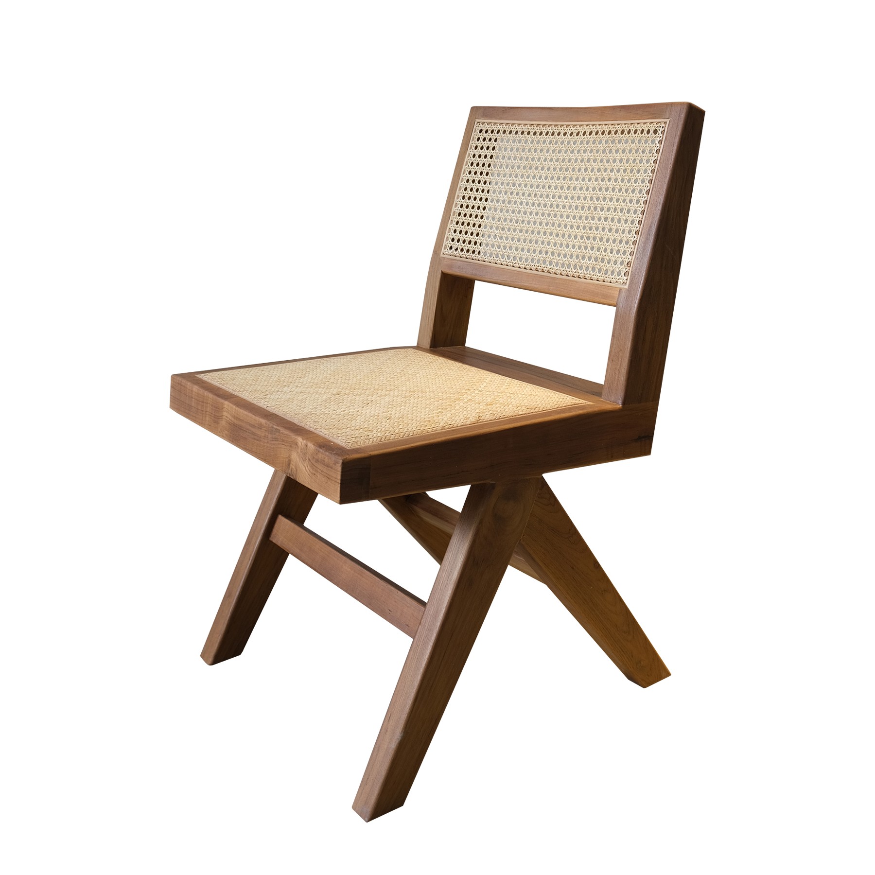 Base de cadre en teck et rotin naturel sans fauteuil