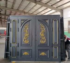 Techtop sang trọng sắt kim loại an ninh thép đôi lối vào cửa nóng bán phong cách châu Á bên ngoài chính thiết kế cổng - Product Image 4