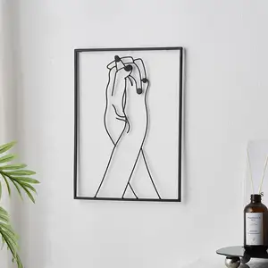 Modern Minimalist Abstract Line Art Hands Shape Art Hanging Metal Wall Decor for Living Room Bedroom Bathroom Wall Art