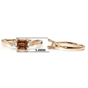 Bague de fiançailles classique en or rose massif 18 carats de haute qualité, avec semi-monture diamant 0,33 ct pour femme – Vente chaude à Hong Kong - Product Image 2
