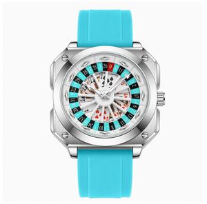 Reloj de Pulsera de Cuarzo con Correa de Silicona, Diseño de Ruleta Giratoria, Moderno y a la Moda para Hombre, Indicación de 24 Horas - Product Image 5
