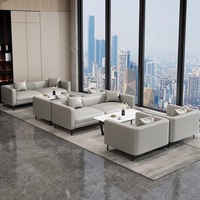 Ensemble de canapé et table basse de luxe en cuir PU pour hôtel, réception d'entreprise, deux places, design moderne et simple, métal