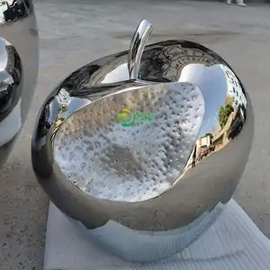 Individuelle moderne öffentliche Glasfaser moderne Außengardestruktur Metallkunst abstrakte Edelstahl-Große Apfel-Skulptur