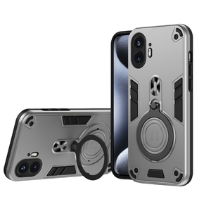 เคสโทรศัพท์แบบวงแหวนแม่เหล็ก Armor Design สำหรับ iPhone วัสดุ TPU PC ป้องกันพร้อมที่จับ ดีไซน์เคลือบเงา - Product Image 4