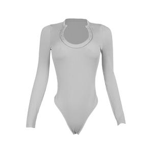 Viviblook Z317RP02 2025 nueva moda Casual tejido cuello redondo manga larga mameluco Mono para mujer Bodycon - Product Image 4