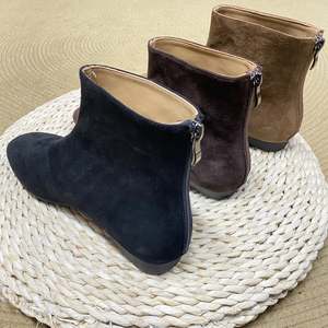 Botines de Ante 100% Piel de Cordero para Mujer, Tallas Grandes, Tacón Plano Suave, Punta Redonda, Personalizables con Logotipo - Product Image 5