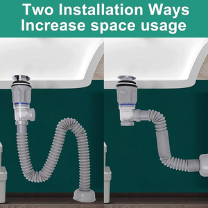 Tubería de Desagüe Extensible Moderna para Lavabo de Baño con Función de Control de Olores y Tapón, Sistema de Drenaje Eficiente - Product Image 6
