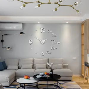 Relógio de parede decorativo 3d, moderno, design, sem moldura, grande, relógio de parede acrílico diy