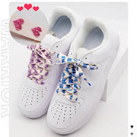 WEGOODZF Hochwertige Maßgefertigte Flache Glitzernde Metallische Chunky Polyester Bedruckte Regenbogen Unisex Schnürsenkel für Sneakers und Freizeitschuhe