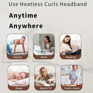 <span class=keywords><strong>Fer</strong></span> à <span class=keywords><strong>boucler</strong></span> sans chaleur de 1,6 mètre pour ondulations fines, sans dommage pour les cheveux, avec boucle éponge et ensemble de pinces à cheveux, outil de bouclage pour dormir - Product Image 5