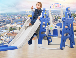 Dễ Thương Tháp Sắt Trẻ Em Sân Chơi Trong Nhà 3 Trong 1 Kết Hợp Với <span class=keywords><strong>Swing</strong></span> Và Bóng Rổ Nhựa Trẻ Em Dài An Toàn Trượt - Product Image 4