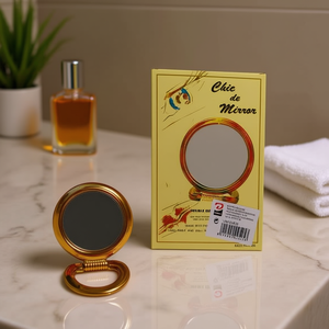 Specchio Compatto Bifacciale Rotondo con Manico in Plastica, Specchio per Trucco da Toeletta, Uso Domestico, Design Tradizionale Portatile - Product Image 2