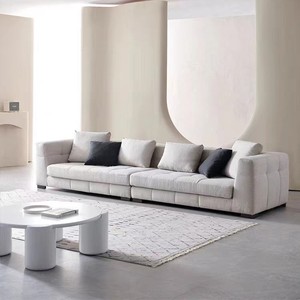 Italian Minimalist Fabric <b>Sofa</b> <b>Cream</b> Style Straight Row Linen <b>Sofa</b> Modern Simple Living Room Small Household <b>Sofa</b> - Product Image 2