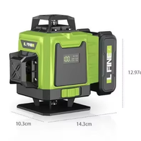 Niveau laser vert 4D à auto-nivellement 16 lignes 360° intérieur/extérieur 100-240V alimenté par batterie pour le bricolage
