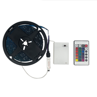 Bande lumineuse LED SMD5050 alimentée par batterie, 2M/6,6 pieds, étanche, flexible, changeant de couleur, RGB, avec télécommande