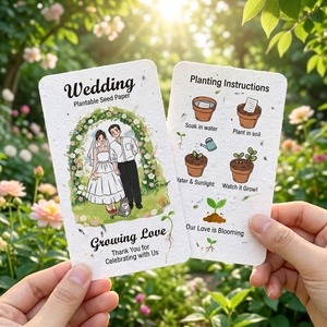<span class=keywords><strong>Carte</strong></span> de remerciement personnalisée en papier semence plantable pour mariage, avec impression sur mesure - Product Image 1