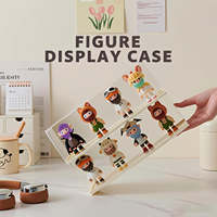 Boîte de rangement pour figurines de grande capacité, en plastique transparent rectangulaire, personnalisée en gros, pour Pop Mart