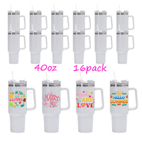 Gobelet réutilisable en gros, 40 oz, en acier inoxydable, isotherme, pour café de voyage, vierge pour sublimation, avec poignée et paille