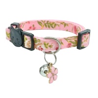 Nouveau collier pour chat en polyester floral réglable avec clochette, accessoire mignon et tendance pour animaux de compagnie