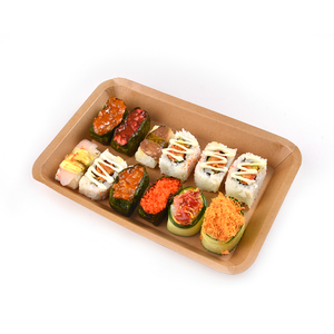 Plateau en papier kraft jetable écologique personnalisé pour frites pain sushi nourriture pour animaux de compagnie chocolat et bonbons pour sandwich et biscuits - Product Image 1