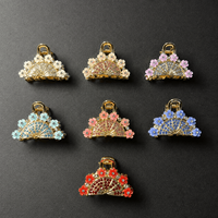 Pinces à cheveux en alliage d'or avec strass en cristal et motif floral pour femmes et filles, idéales pour les fêtes, mariages et usage quotidien, couleur personnalisable, vente en gros