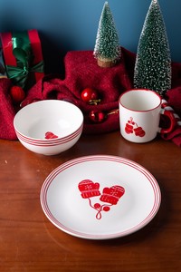 Service de table en céramique et grès personnalisé, motif rouge professionnel, pour Noël : assiettes, bols, tasses – Cadeau portable pour les fêtes - Product Image 6