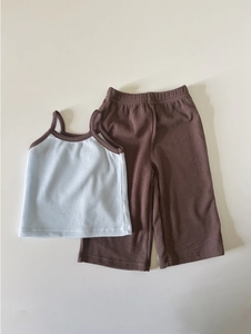 Per bambine e bambine con canotta a coste e pantaloni larghi 2 pezzi Set di vestiti per ragazze - Product Image 5