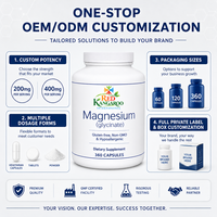Fabrication sur mesure de compléments alimentaires en marque privée OEM ODM, glycinate de magnésium, 360 capsules, formule personnalisée, fabrication sous contrat