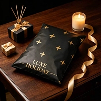 Sacs d'expédition en polybulle écologiques, imperméables et durables, noirs et dorés, élégants, avec motif étoilé personnalisé pour l'emballage de Noël