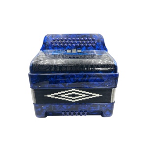 Acordeón SEASOUND de 34 Botones, 12 Bajos, 3 Registros, Cuerpo de Celuloide Azul, Rejilla Negra, Botones Negros, Acordeón Diatónico JB3412C - Product Image 3