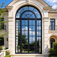 Fenêtre en aluminium à rupture de pont thermique sur mesure, octogonale et en forme d'arche, avec verre trempé dépoli pour la construction résidentielle