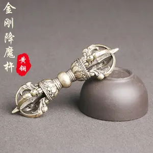 Saf pirinç eski 4 stok elmas sihirli pestle el parça tibet dini eserler antik çeşitli eski bronz toptan
