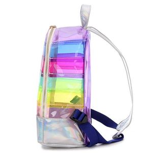 Mochila de PVC Holográfica Arcoíris para Mujer, Mochila Transparente Colorida Tipo Jelly - Product Image 3