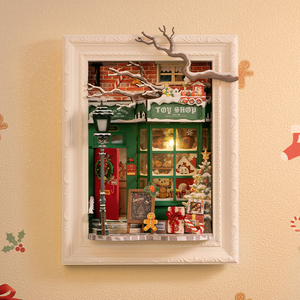 Rompecabezas 3D de Plástico <span class=keywords><strong>Robotime</strong></span> <span class=keywords><strong>Rolife</strong></span> DP006 Tienda de Juguetes de Papá Noel Marcos de Pared DIY Regalos de Navidad - Product Image 1