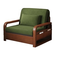 Chinesischer Stil Konvertierbares Sofa-Bett mit Kiefernholzrahmen, Faltbar, Ausziehbar, Push-Pull-System, Hochdichter Schaumstoff für Kleine Wohnungen