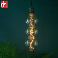 Lâmpada led de filamento, 220v 120v 4w, tamanho grande, lâmpada espiral, retrô, incandescente, edison