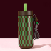 Bouteille d'eau isotherme en acier inoxydable de 550 ml, thermos, pour le sport, les voyages, la voiture, avec corde