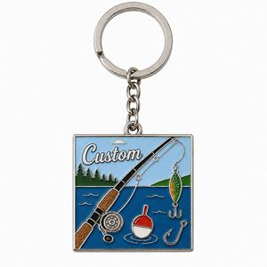 Custom Wholesale High Quality Chains Rod Fish Hook Keychains <b>Fishing</b> Lover Souvenir Metal Key Ring - Product Image 3