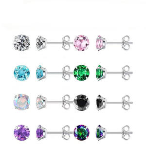 Pendientes de Acero Inoxidable 316L ZC con Cuatro Puntas de Circonita, Incrustaciones de Diamantes de Colores, Diseño de Mariposa, Tipo Broche Fino, Venta al por Mayor - Product Image 5
