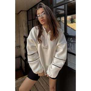 Eyyo White Printed Basic Sweatshirt for Women Embroidered Silk Hoodies Puff Printing 3D Streetwear <b>Street</b> <b>One</b> Fits Fall/Winter - Product Image 6