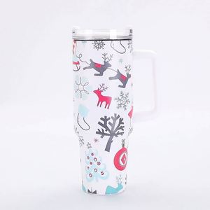 Custom Christmas UV Printing 32oz Eco-Friendly Insulated Travel Coffee Tumbler Lid <b>Cup</b> Holder Friendly Stainless Steel Reusable - Product Image 3
