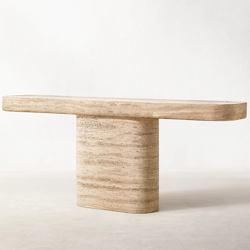 Kumusi Wabi-Sabi Travertine Console Table