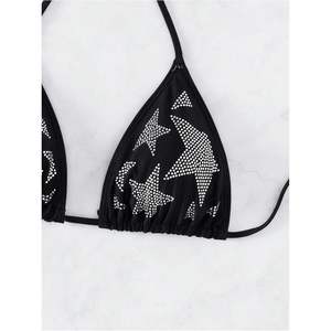 Haut de bikini triangle personnalisé pour femme avec dos noué et imprimé étoiles, en Spandex et Polyester extensible, pour maillot de bain - Product Image 5