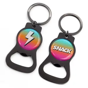 Promotional Metal Beer Bottle Opener Keychain Custom Logo Shape Casting Zinc Alloy Enamel Key Ring Bottle Opener