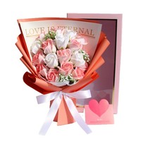 18 Buket Sabun Mawar Biru Es Serut Warna Gradasi Buatan Tangan - Hadiah Hari Valentine Siap Diberikan untuk Istri Anda yang Eksklusif
