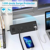 Strip stasiun pengisian daya klem meja USB-C, Strip daya penjepit meja 4 Outlet dan 4 port USB-A 2 soket ekstensi Strip daya meja