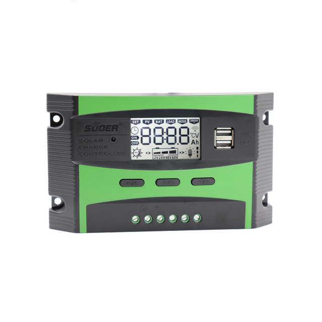 Suoer Intelligent Solar Battery Controller 12V/24V PWM Charging Mode 20A with LCD Display for 10A 30A 40A Chargers