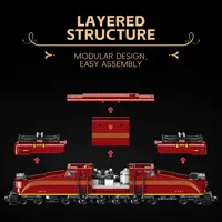 Jie Star JJ9250 Nuevo Tren Clásico Rojo Retro, Locomotora Eléctrica, Bloques de Construcción, Juguetes para Adultos, Regalos, Sets de Bloques de Construcción